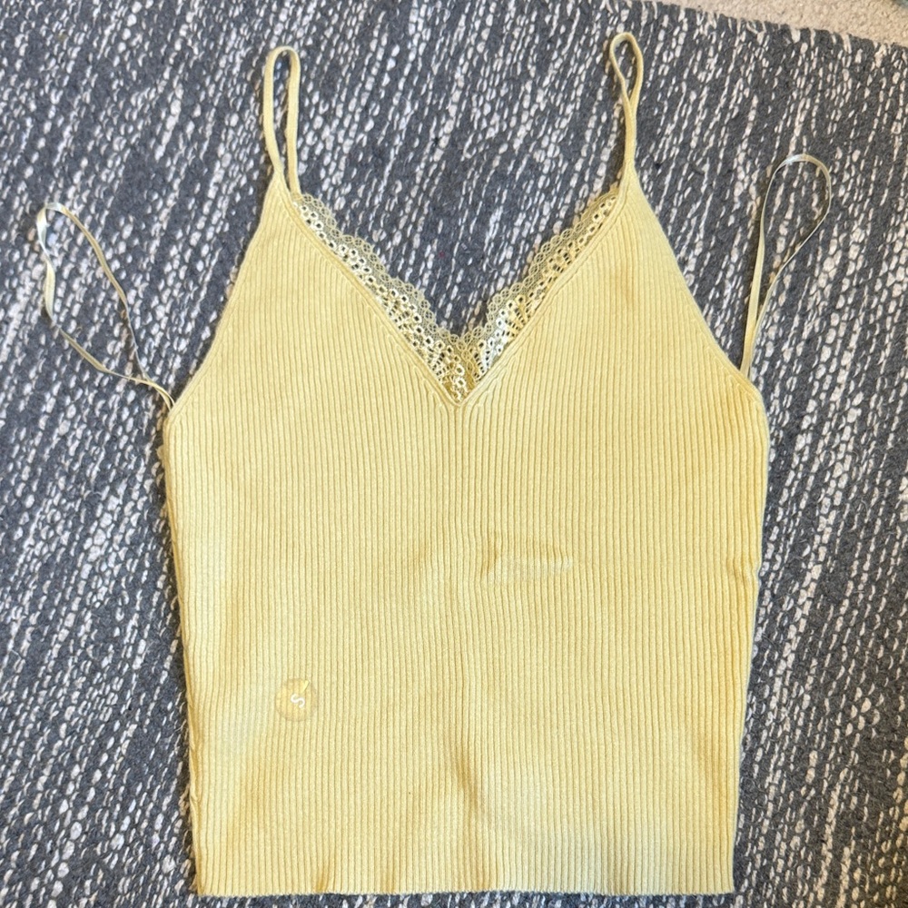 La Hearts Yellow Camisole with Lace Detail